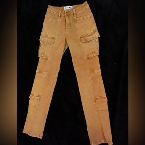 Low waist brown skinny cargo pants